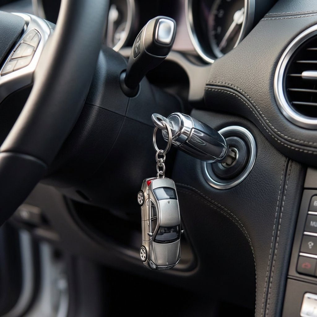 Gunmetal Car Keychain